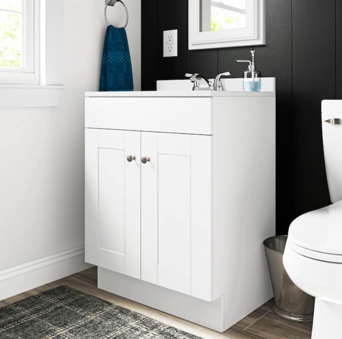 Project Source 24-in White Single Sink Bathroom Vanity with White Cultured Marble Top