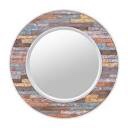 Palen Colorful Waxed Plank Circular Wood Beveled Accent Mirror