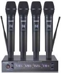 SIKUING 4 Channel UHF Wireless Microphone System with Cordless Handheld Mics, 4x50 Adjustable Frequencies, Ideal for Karaoke Meeting Church, 300ft Range (4 Handheld)
