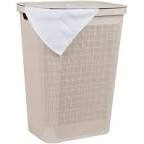 60L Slim Laundry Hamper, Clothes Basket, Lid, Plastic, 18.5”L x 14.25”W x 23.5”H