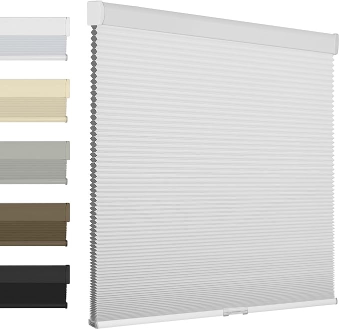 cordless cellular shades ocean blue and white 35x64
