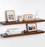 Fun Memories 48" Floating Shelves Wall Mounted, 8 Inch Deep Wall Shelves for Storage, Farmhouse Rustic Wood Floating Shelf for Bedroom, Living Room, Kitchen, 48" W x 8" D x 1.3" H, Walnut Color 48"W x 8"D, Set of 1 Walnut