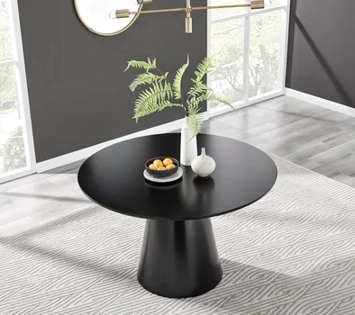 Chowchilla Black High Gloss Round Dining Table Top