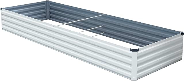 zizin Large Raised Garden Bed Kit 6x3x1.5FT Outdoor Rustproof Bottomless Metal Planter Box for Vegetables Flower Herb, Beige