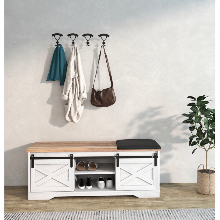 Rontez Cabinet Storage Bench, White