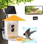 Daulpell Smart Bird Feeder Camera, Bird House Camera with Built-in Microphone, AI Recognition, Auto-Notification, 1080 HD Bird Videos & Bird Motion Detection, Best Gift for Bird Lovers (Wooden)