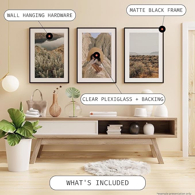 Craig Frames 24x36 Modern Black Poster Frame with Clear Plexiglass - Elegant Matte Finish for Wall Display