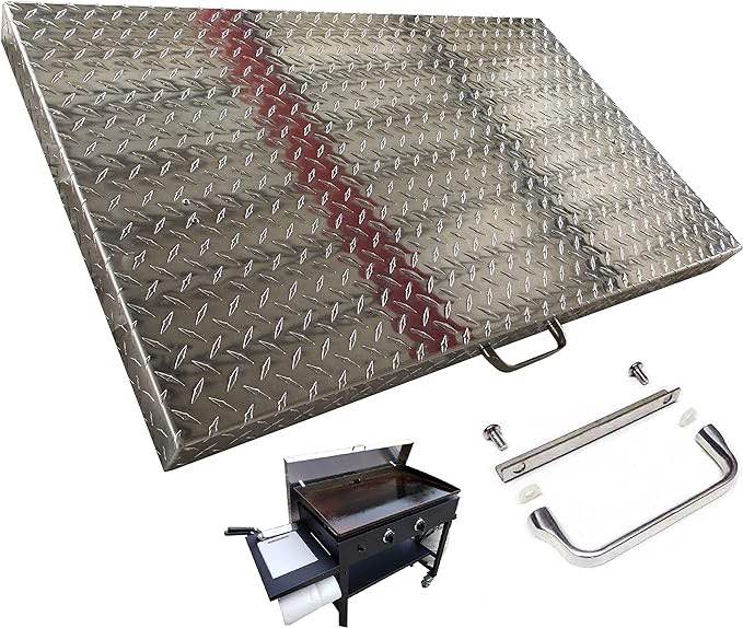 PREMIUM HOME Griddle Cover 28 Inch Hardcover: for Blackstone Griddle, Blackstone Griddle Accessories Cover, Flat Top Griddle/Grill Cover, Great for Outdoors, Diamond Plate Aluminum