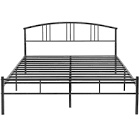  VECELO Victorian Style Bed Frames, Black Metal Frame Queen Platform Bed with Headboard, Solid Sturdy Steel Slat Support