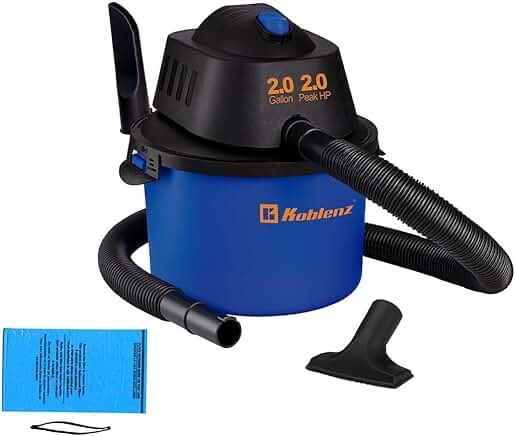 Koblenz WD-2L Portable Wet-Dry Vacuum, 2.0 Gallon/2.0HP Compact Lightweight, Blue+Black 5 Year Warranty