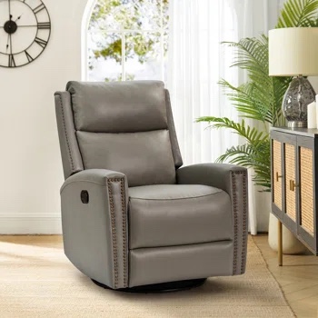 Killeen 30.31'' Wide Genuine Leather Swivel Rocker Recliner