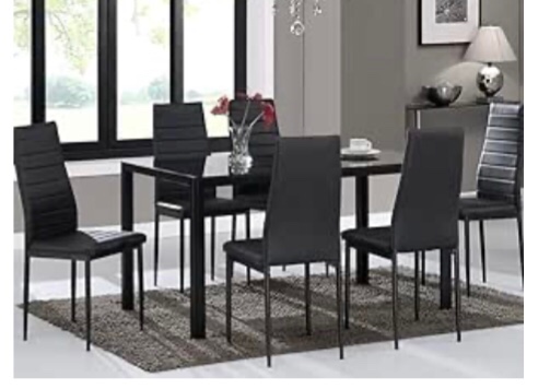 Piece Modern Glass Dining Table Set, Elegant Style Anti Dirt-51.2" X 27.6" X 29.5 ", Black, (incomplete box 1 of 2 only) 