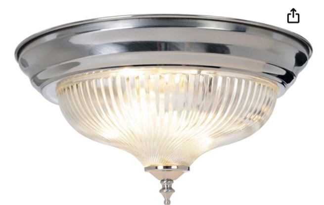 Monument 558727 Halophane Swirl Glass Ceiling Fixture, Brushed Nickel, 13 X 6 In.