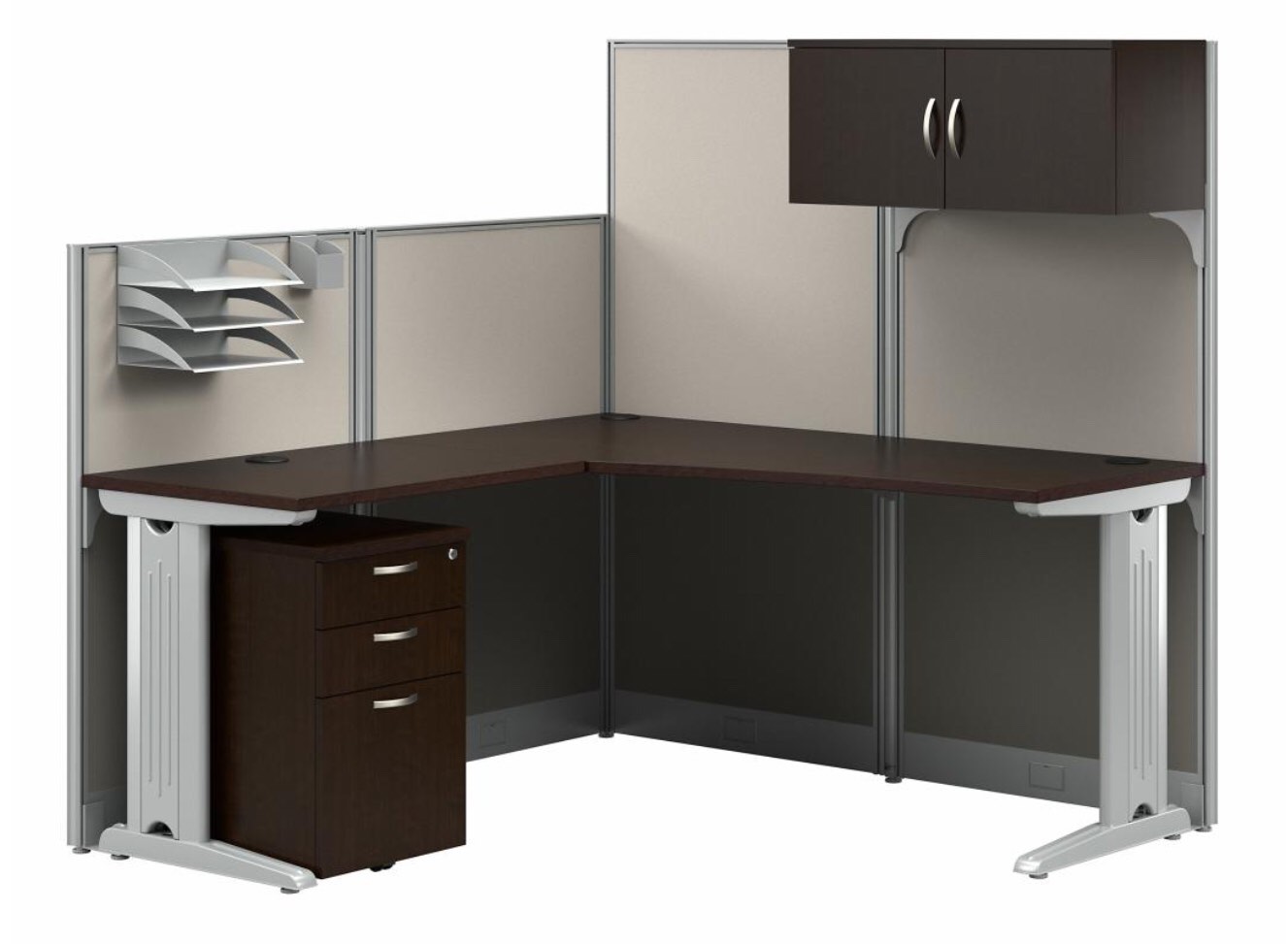 65W x 65D L Shaped Cubicle Workstation with Storage (incomplete 1 box only)