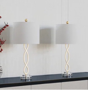Hallye 30.25" Gold/Clear Table Lamp Set