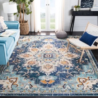 Felty Oriental Blue/Light Blue Area Rug