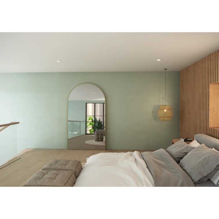 Metal arch floor mirrors satin brass. 83”x48”