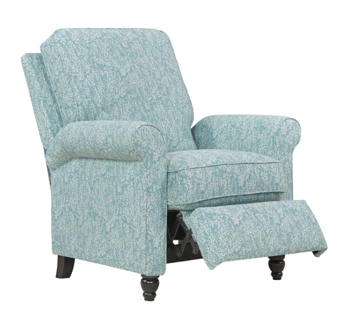 Chester Hill Rolled Arm Pushback Recliner - Blue Coral