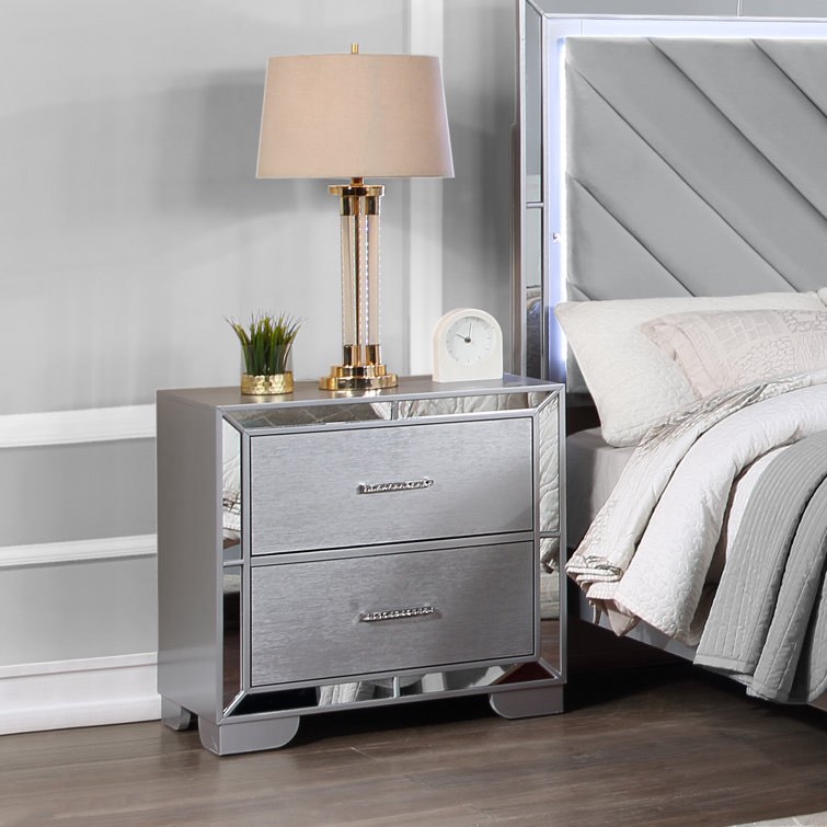 Silsden Nightstand, Silver
