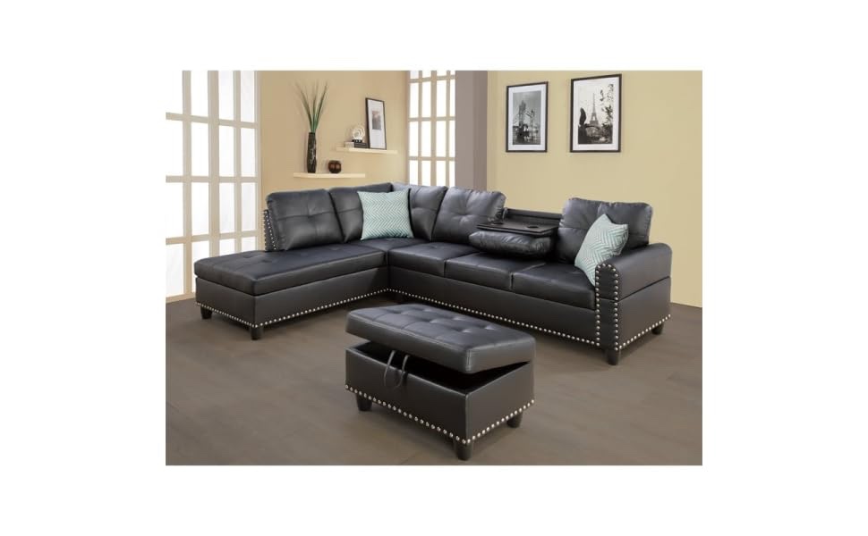 Trent Home Transitional Faux Leather Ottoman ( ottoman only)
