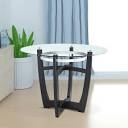Dining Table with Clear Tempered Glass Top With solid wood base Modern Round Glass Kitchen Table Furniture for Home Office Kitchen Dining Room Black ( glass only)