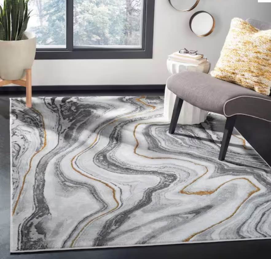 Marquart Gray/Gold Area Rug