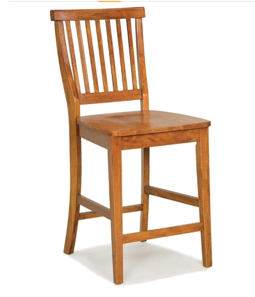 Home Styles Wood Counter Stool with Slat Backs In Rich Oak Finish