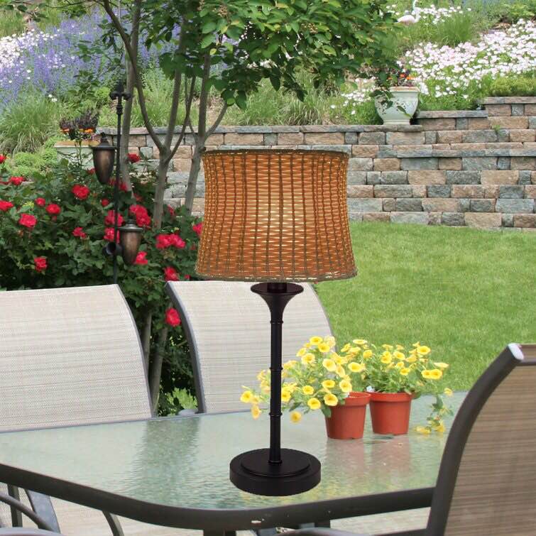 Evrard  25.25" Outdoor Basket Weave Table Lamp