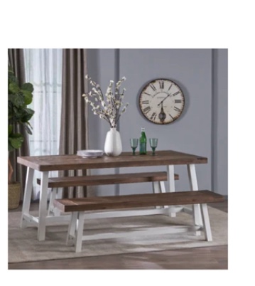 Osbourne Indoor Farmhouse 3 Piece Acacia Solid Wood Dining Set