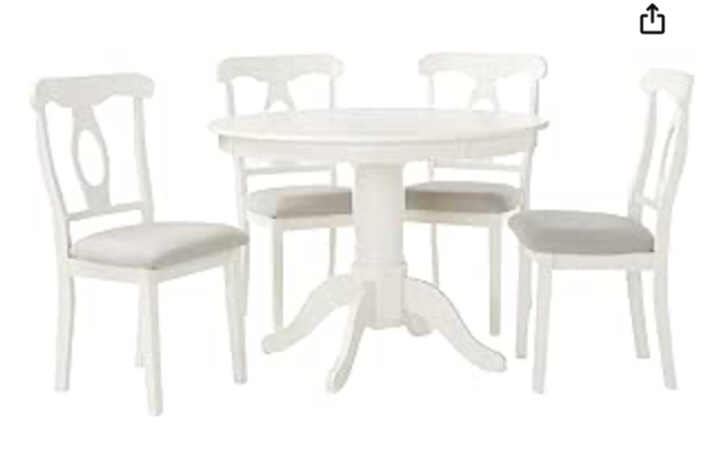 Angel Line 5 Piece Lindsey Dining Set, Off-White/Gray