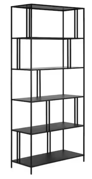Cortland 76 in. Blackened Bronze 5-Shelf Bookcase