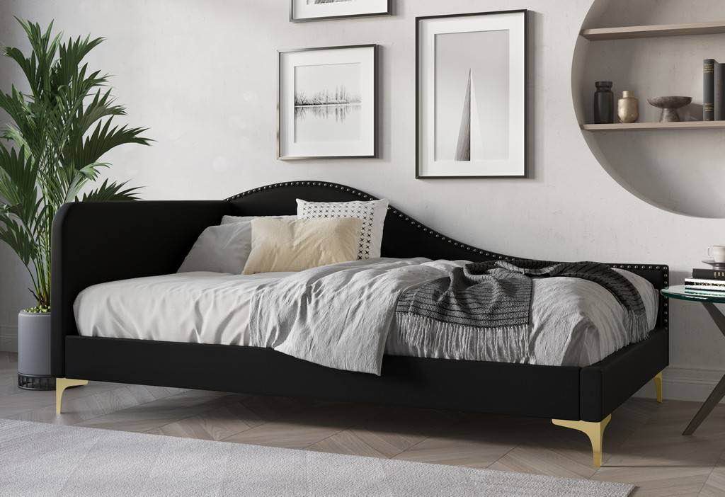 upholstered twin daybed black 