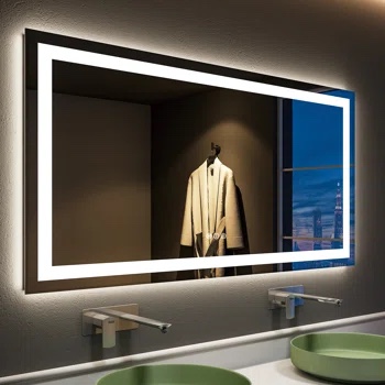 Aevar Super Bright Front & Back Lighted Anti-Fog Bathroom/Vanity Mirror with Tempered Glass & ETL