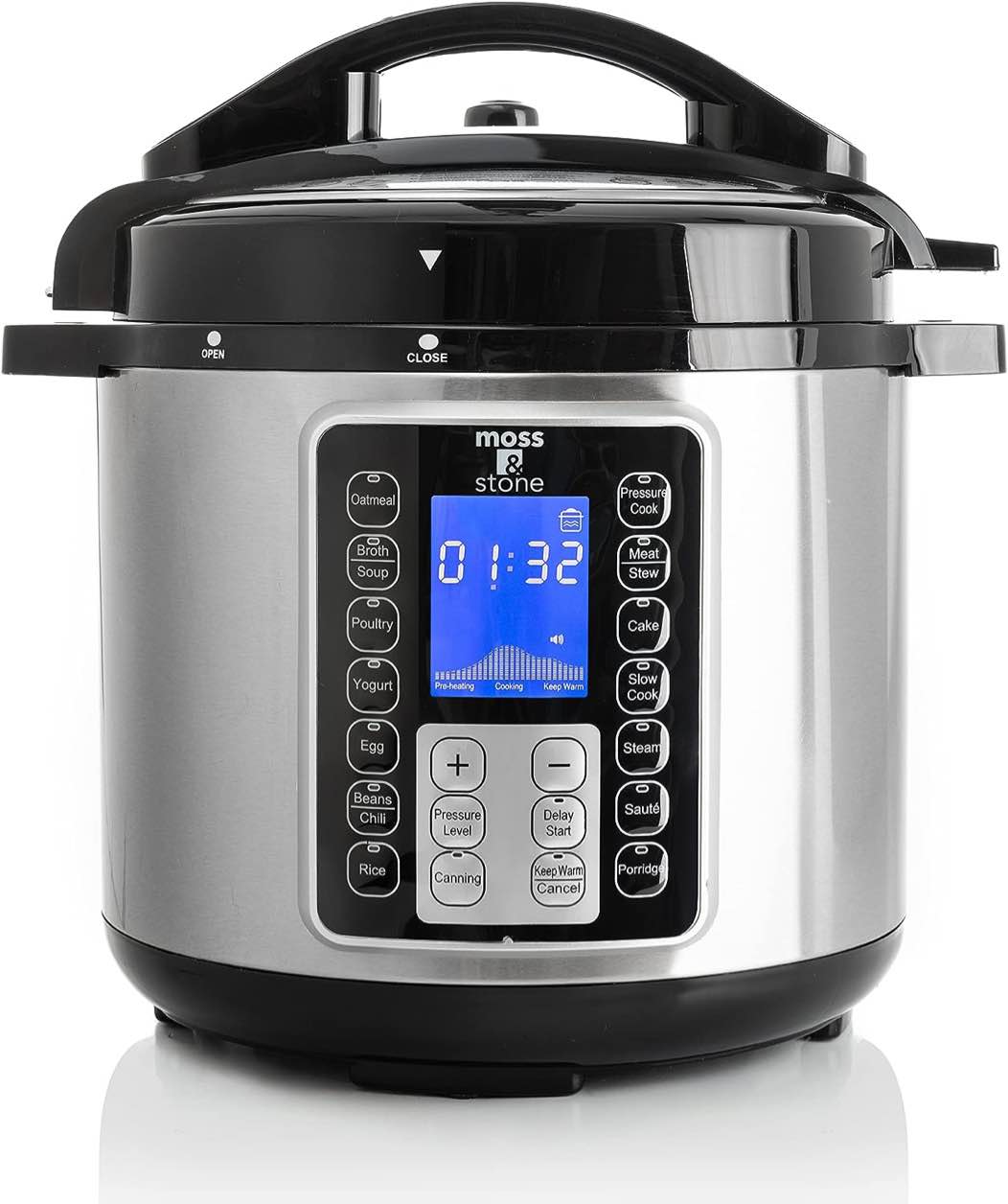 Moss & Stone Electric Pressure Cooker with Large LCD Display, Multi-Use 6 Quart Electric Pot, 14 in 1 Slow Cooker, Rice Cooker, Steamer, Sauté, Yogurt Maker, Egg Cooker, Warmer and More