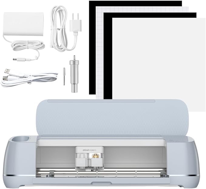 Cricut Maker 3 & Digital Content Library Bundle - Includes 30 images in Design Space App - Smart Cutting Machine, 2X Faster & 10X Cutting Force, Cuts 300+ Materials, Blue