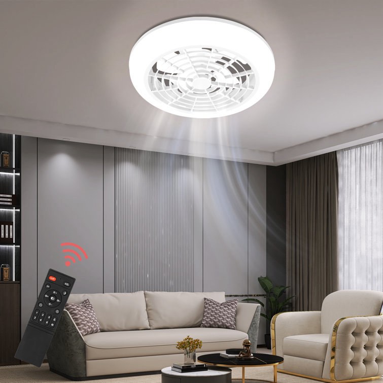 17.7'' Hidden Blade Ceiling Fan with LED Light and Remote Control