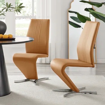Wilhelm Faux Leather Chrome Feet 'Z' Leg Dining Chairs Modern Design