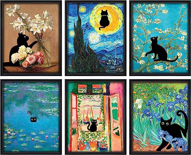 black cat wall art for bedroom 