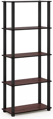 Furinno Turn-N-Tube 5-Tier Multipurpose Shelf / Display Rack / Storage Shelf / Bookshelf, Round Tubes, Americano/Black