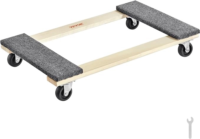 SIMPLI-MAGIC 79545 30 in. x 18 in. Hardwood Furniture Moving Wooden Dolly Swivel Casters Mover Dollies 2,000 lbs. Capacity, Two Pack