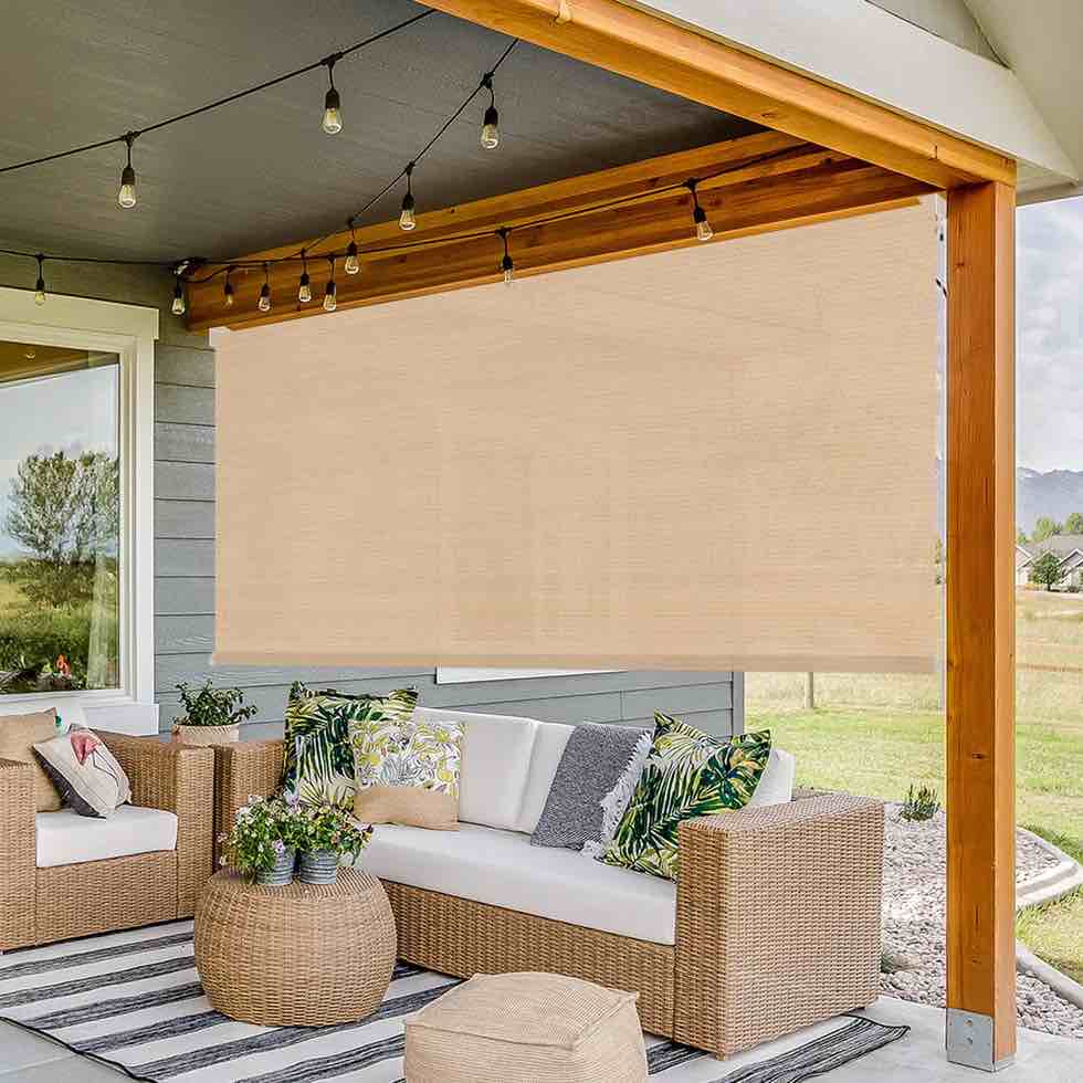 (similar)Vicllax Outdoor Sun Blocking Roller Shade, Patio Roll Up Shade Blinds