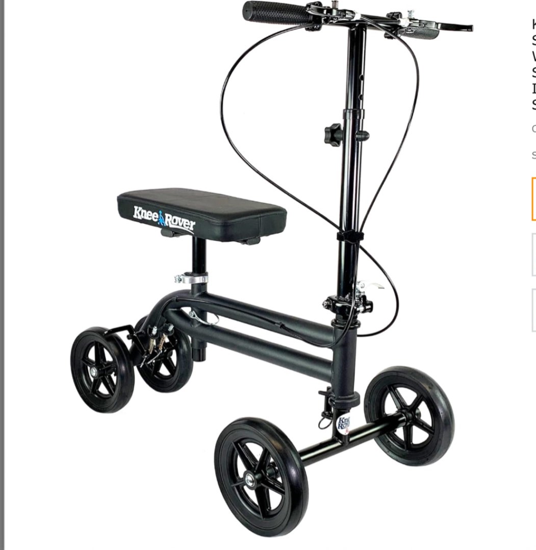 KneeRover Economy Knee Scooter Steerable Knee Walker Crutch Alternative with Dual Braking System in Matte Black