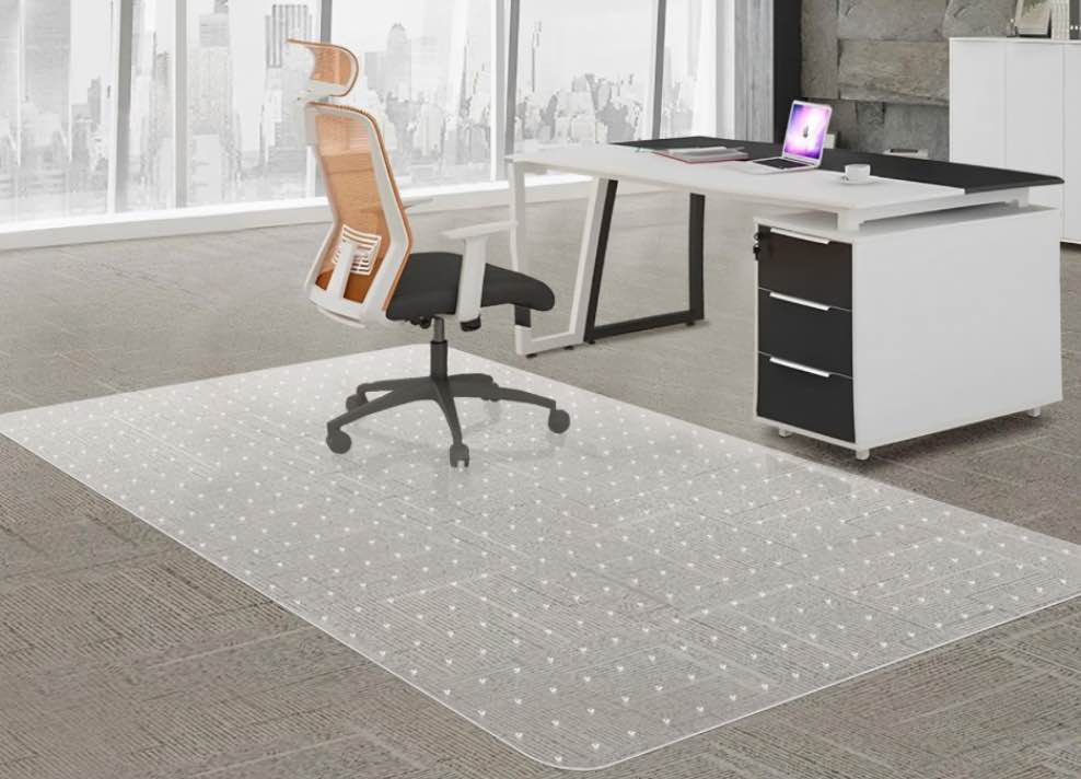 Extra Large Office Chair Mat for Carpeted Floors, 96" x 46" Clear Desk Floor Mat for Low Pile Carpets- Easy Glide Plastic Floor Protector Mat for Office Chair On Carpets