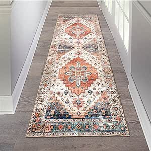 Aopota Runner Rug Non Slip Distressed Faux Wool Runners for Hallways Washable Rugs for Living Room Bedroom Kitchen Laundry Room