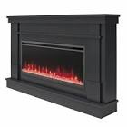 Novogratz Waverly Wide Mantel with Linear Electric Fireplace & Crystal Ember Bed, Black
