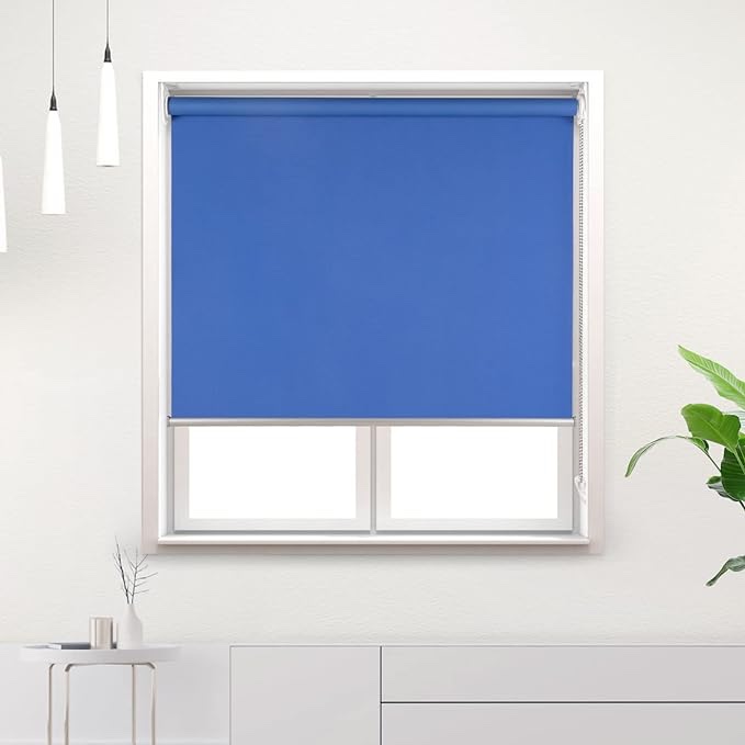 RED GRAPES 100% Blackout Roller Window Shades,Window Blinds with Thermal Insulated, UV Protection Fabric,Roller Shades for Home and Office,Easy to Install(Blue, 33'')