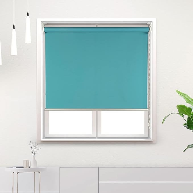 RED GRAPES 100% Blackout Roller Window Shades,Window Blinds with Thermal Insulated, UV Protection Fabric,Roller Shades for Home and Office,Easy to Install(Teal, 33'')