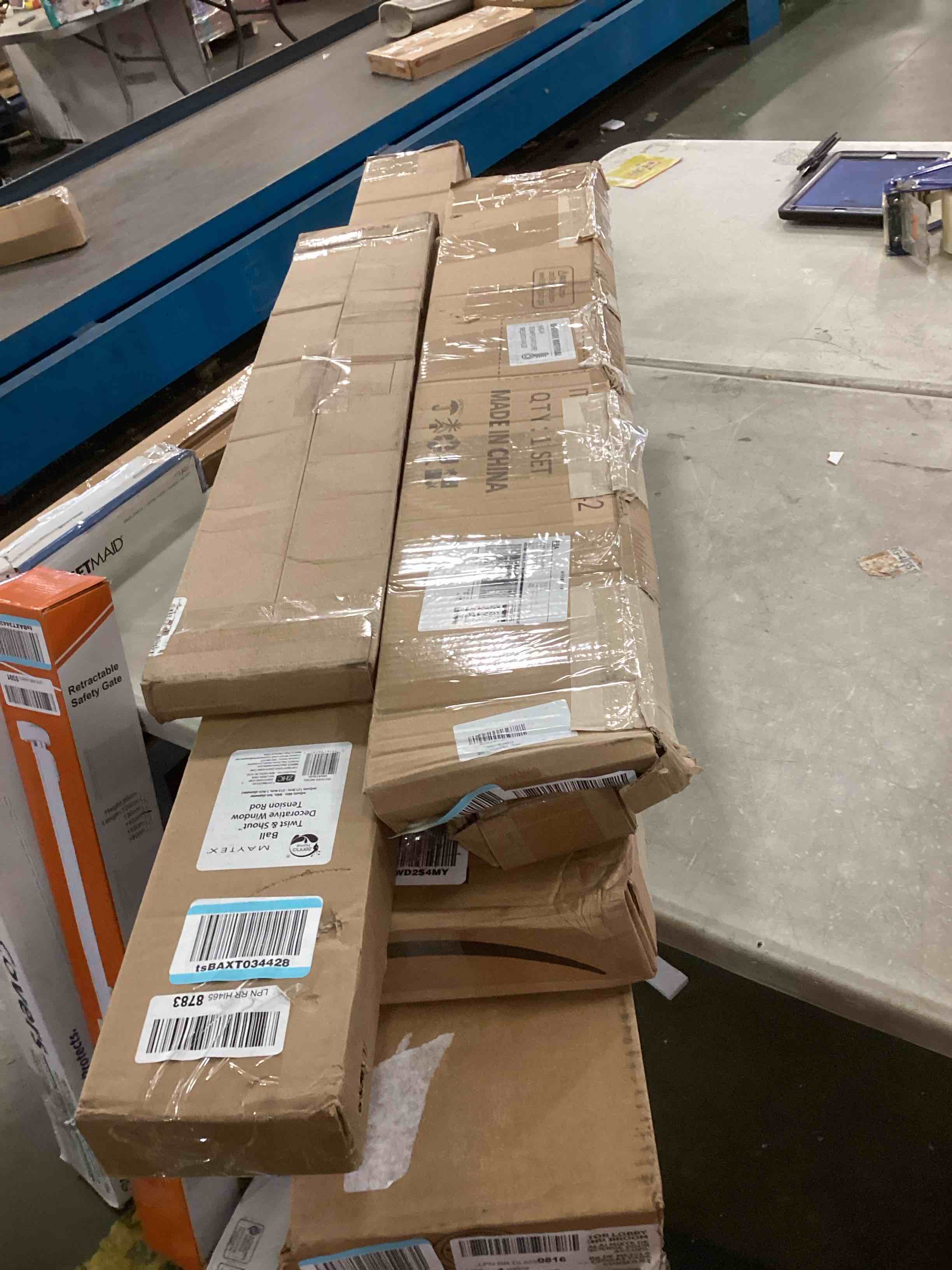 Assortment of Miscellaneous products (May Include cordless shade, curtain rods, retractable baby gate, Led universal linear lamp and more or other use)