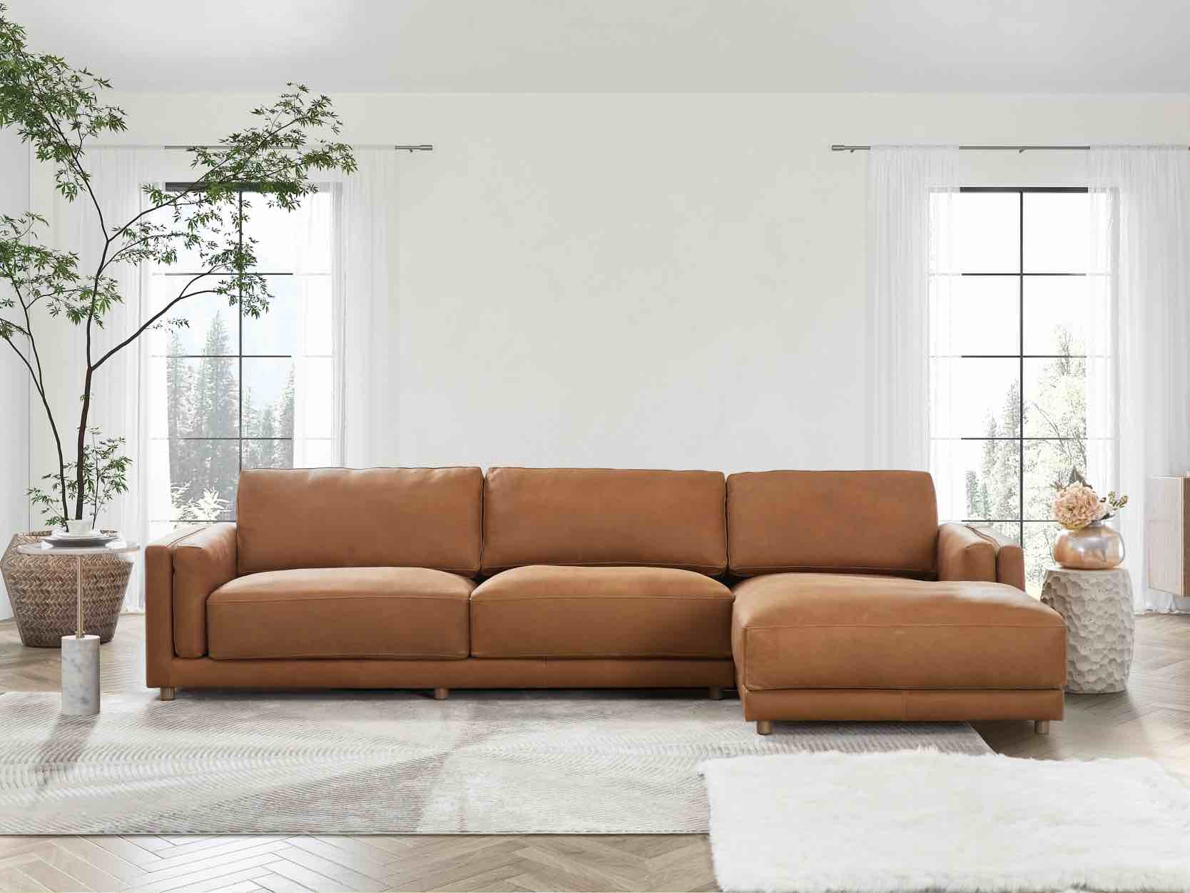 Ashley McLain 2 piece sectional with chaise, 2 boxes for complete set, 1 Piece Charcoal, 1 Piece Carmel