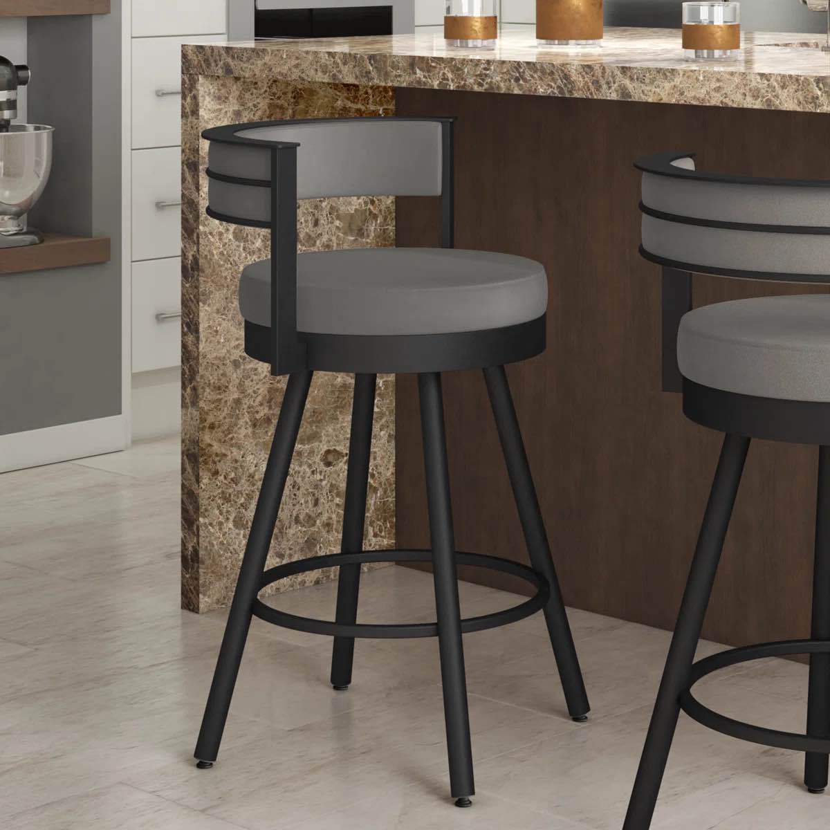 Traci Swivel Counter & Bar Stool Dark Grey